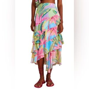 FARM RIO midi ruffle skirt